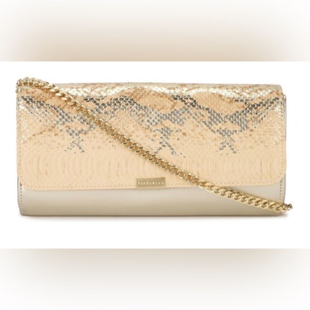 Van Heusen Women’s Metallic Gold Snakeprint Gold Chain Envelope Clutch Purse